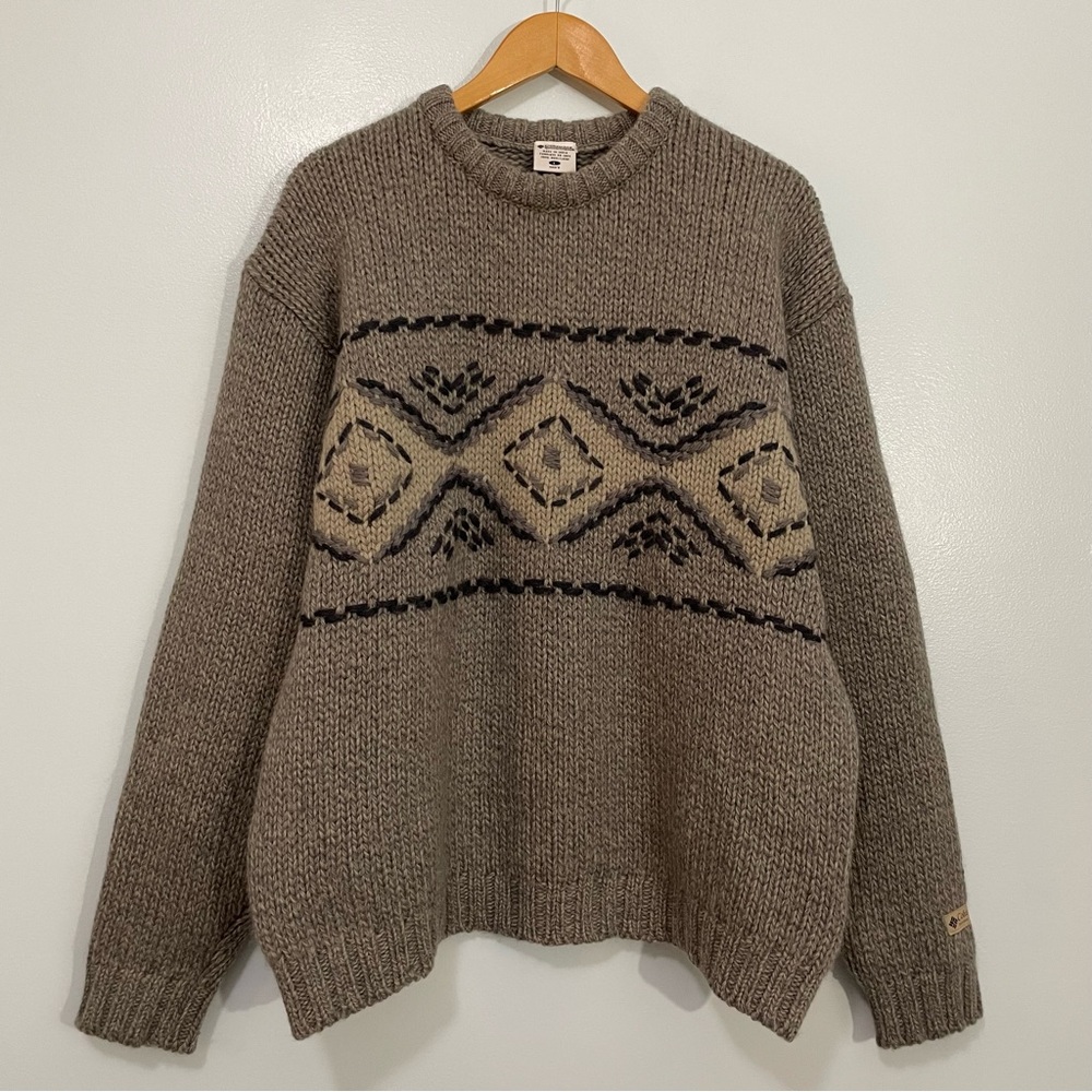 Columbia Vintage Gray Wool Chunky Grandpa Sweater Size L